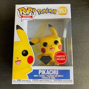 Funko Pop Pokemon Diamond Waving Pikachu 553 GameStop Exclusive Glitter